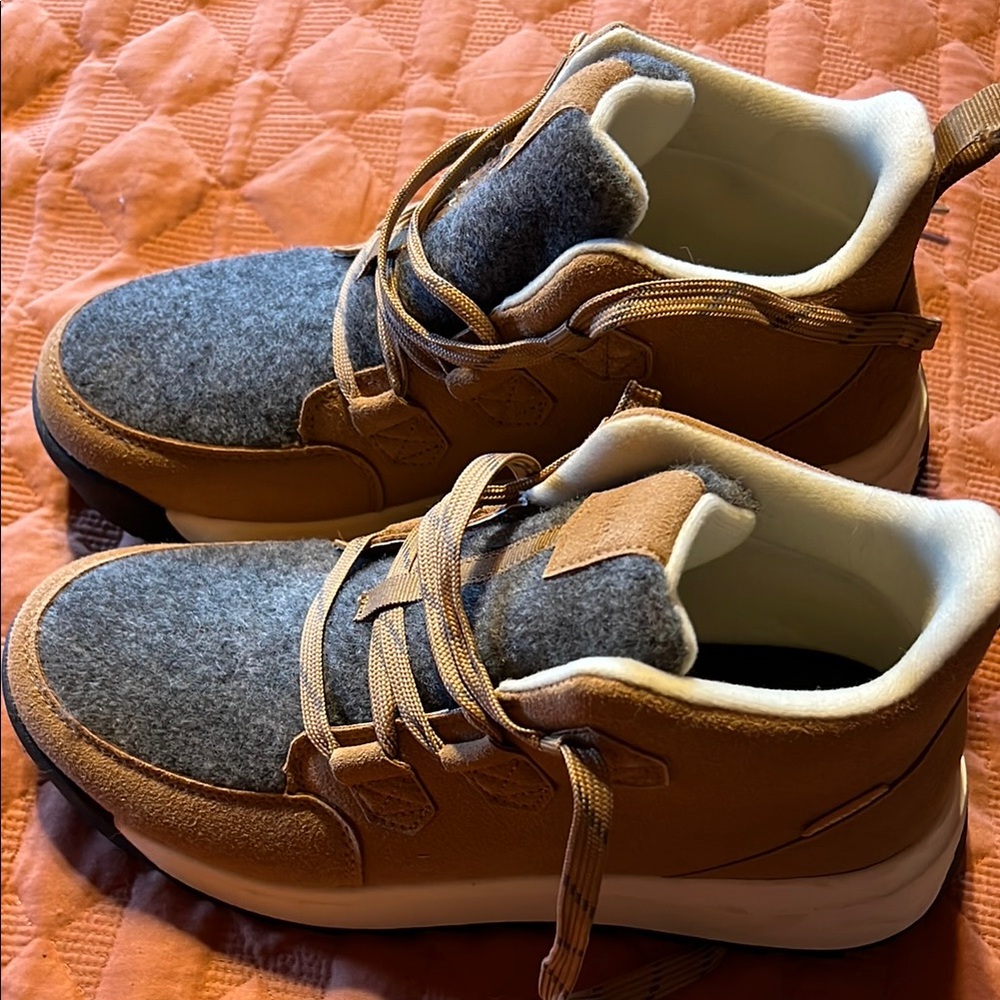 Brown and Gray boots